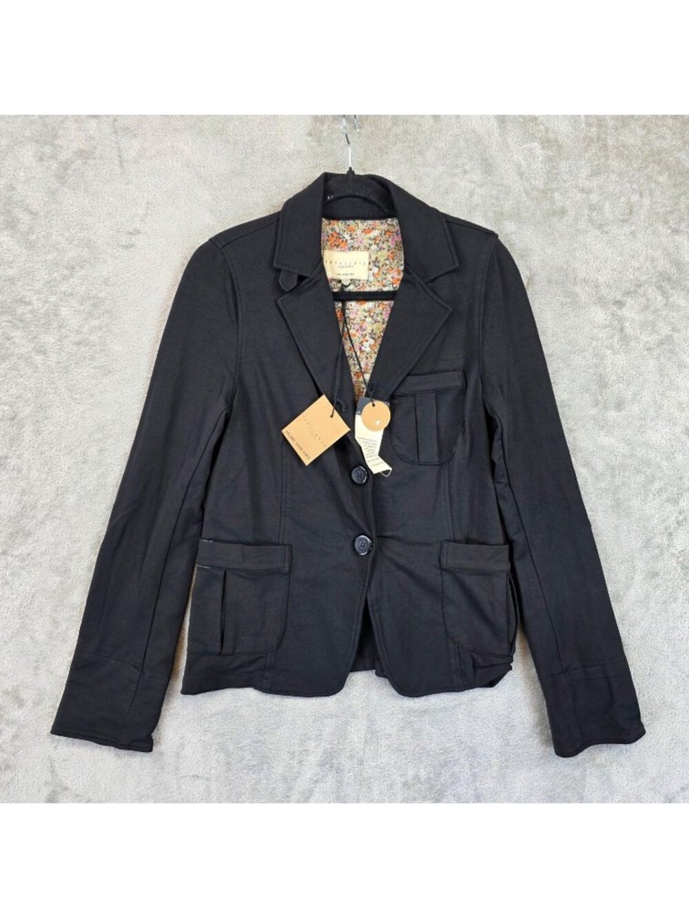 Sanctuary Blazer Womens S Black Knit Jersey Two Button Lined Jacket Career